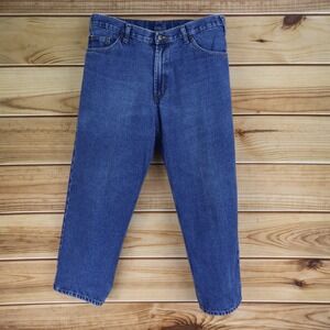 Rural King RK Brand Jeans‎ Mens Size 36x28 Blue 100% Cotton Dark Wash